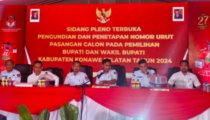 KPU Konsel Laksanakan Sidang Pleno Terbuka Pengundian  Nomor Urut Paslon Bupati dan Wakil Bupati